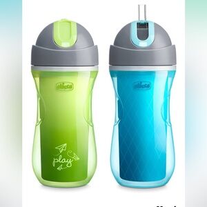 Chicco Flip-Top Straw Cup, Set of Two Green & Blue